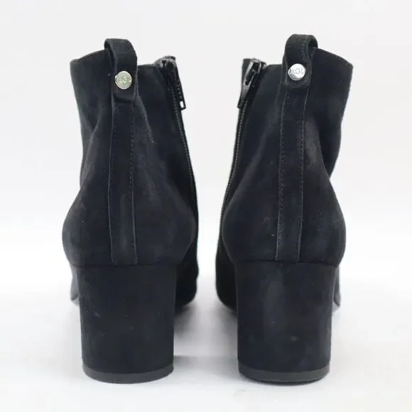🔥AGL Notch Block Heel Leather Bootie, Black Suede 7.5US/37.5EU MSRP$550🔥